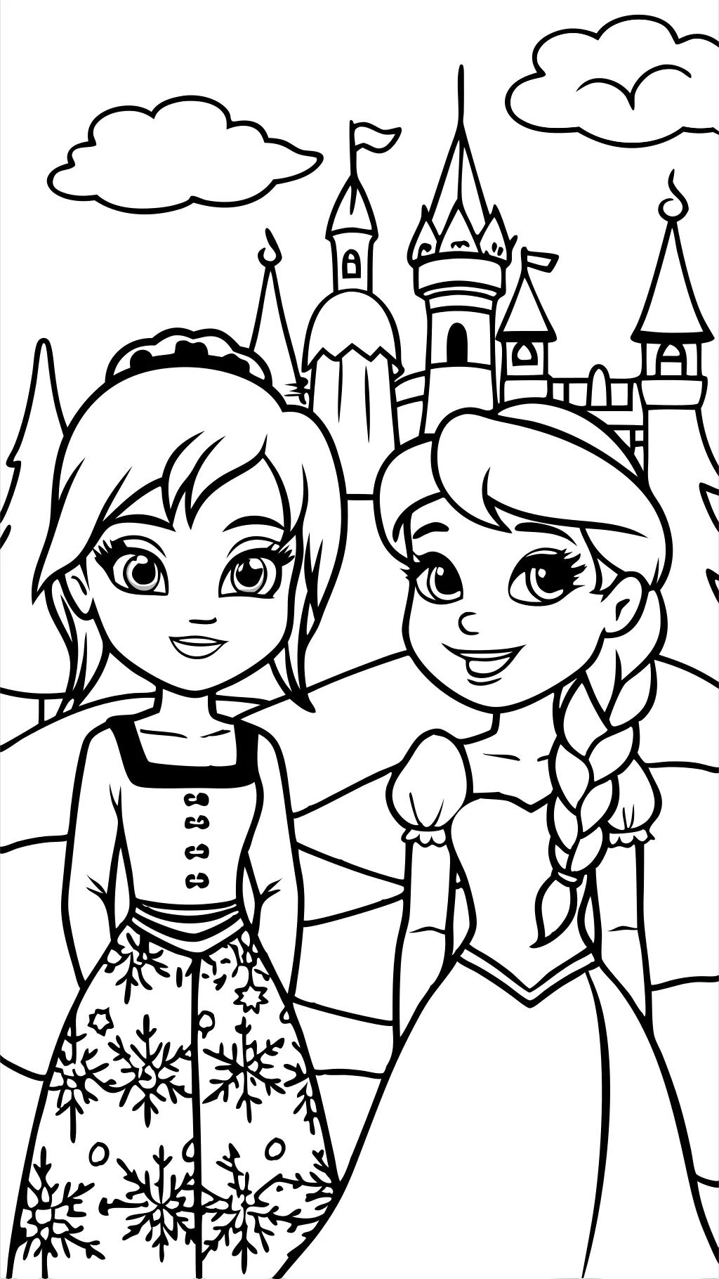 pages à colorier Frozen Anna Elsa